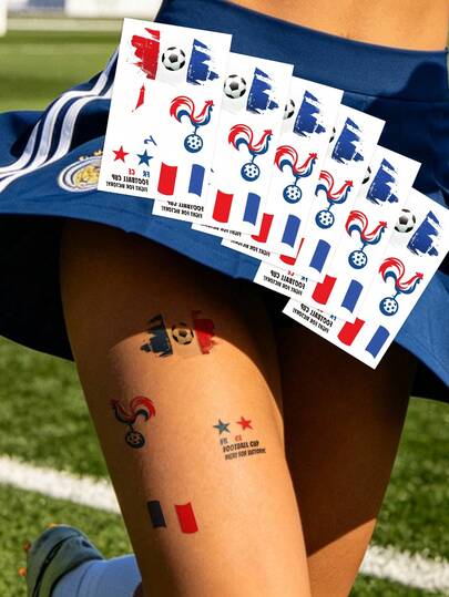 STARTTOOS 6pcs World Cup Football Face Tattoos, Sports Fan Face Stickers, Sports Event Party Face Decor Stickers, Waterproof & Long-Lasting Face Decorations