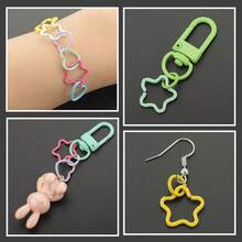242pcs DIY Keychain Set, Includes 12pcs Rotatable Buckles, 50pcs Heart Embossed Rings, 30pcs Star Connector Rings And 150pcs Open Jump Rings, Suitable For Weaving Bag Accessories, Keychain Hanging Rope, Open Rings, U-Shaped Door Hooks, Multifunctional Outdoor Camping Hooks, Pet Leash Clips, Rope End Caps, Strap Clips, Keychain Connector Rings DIY Accessories - Door Latch Set Accessories (242pcs) - View 7