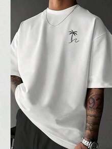 100% algodón puro, transpirable y agradable para la piel. Diseño clásico de cuello redondo, corte ajustado y adecuado para todo tipo de cuerpos. Estampado de moda con estilo minimalista y de alta calidad. Diseño unisex perfecto para conjuntos de pareja, ideal para el transporte diario, citas, ocio y ropa urbana - versátil y atemporal. - Blanco - Ver 1