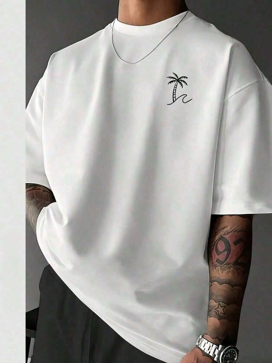 100% algodón puro, transpirable y agradable para la piel. Diseño clásico de cuello redondo, corte ajustado y adecuado para todo tipo de cuerpos. Estampado de moda con estilo minimalista y de alta calidad. Diseño unisex perfecto para conjuntos de pareja, ideal para el transporte diario, citas, ocio y ropa urbana - versátil y atemporal. - Blanco - Ver 1