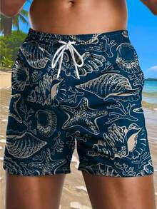 Pantaloncini da spiaggia casual da uomo con stampa di animali subacquei, traspiranti e leggeri, per l'estate - Multicolore - Visualizzare 3