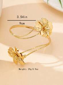 1 chiếc vòng tay charm hoa, kiểu dáng thanh lịch theo phong cách Âu Mỹ, thích hợp cho kỳ nghỉ, vòng tay hở. - Vàng - Xem 4