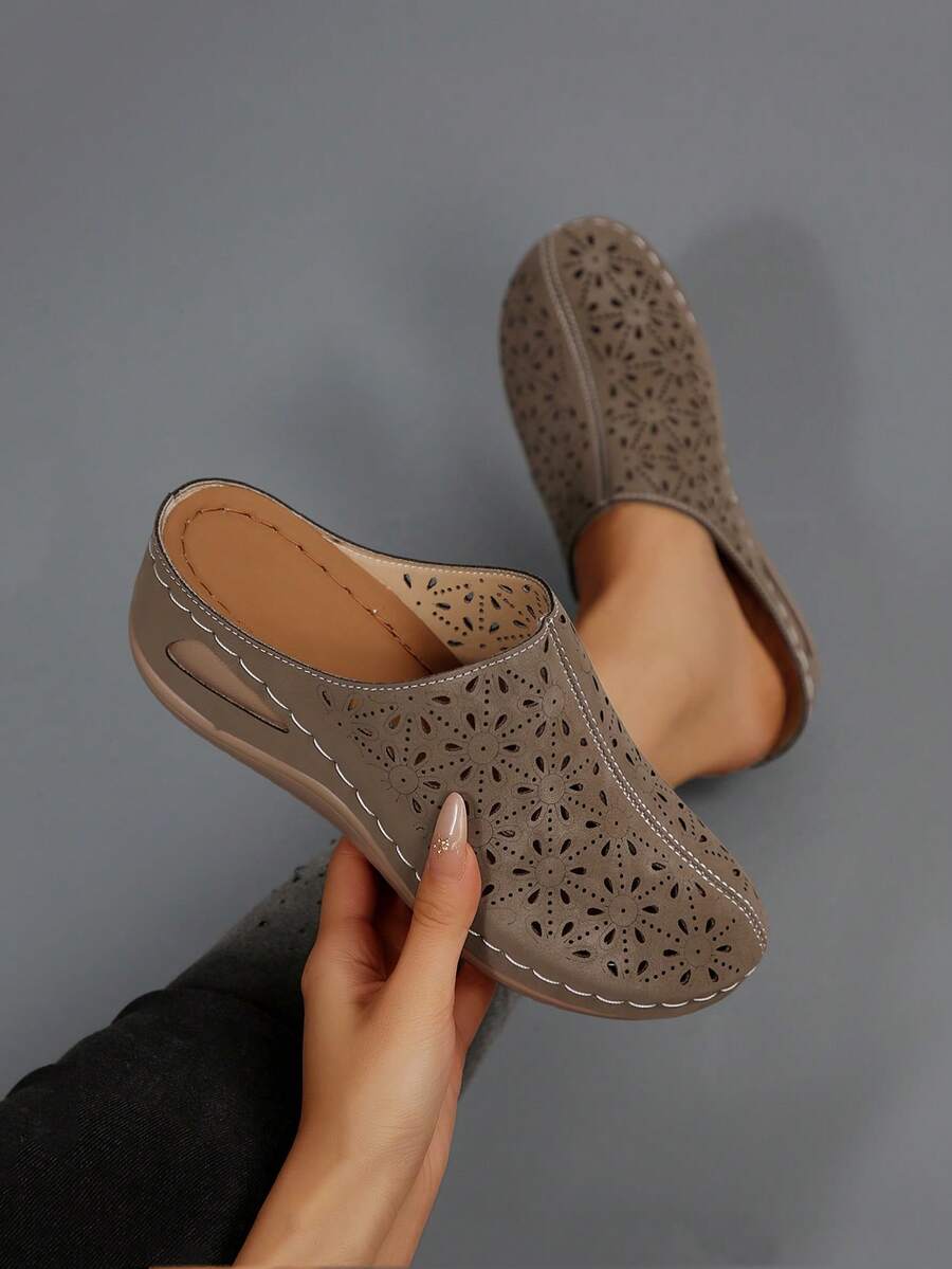 Hollow-Out Wedge Sandals, Comfortable For Wearing To Work And Shopping For Long Periods