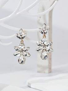 1 Pair Women's Elegant Rhinestone Earrings, Suitable For Daily Wear (Reference Card Provided Randomly) - White - E634 - View 3