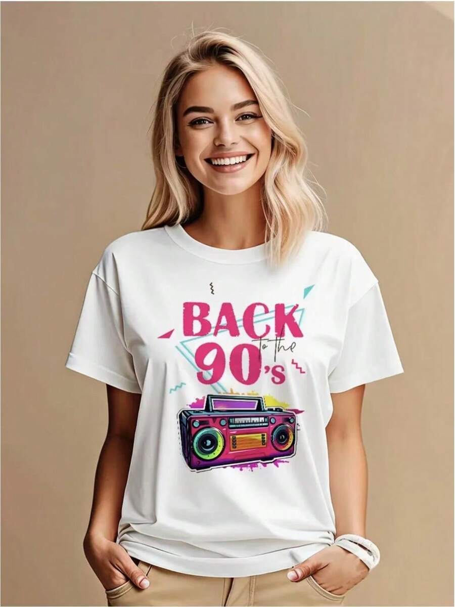 Camiseta de manga corta 100% algodón puro, nuevo estilo de verano, elegante, cómoda, versátil, a la moda, de nicho, holgada, favorecedora, top chic. - Blanco - Ver 1