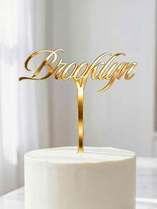 1/3/5pcs Customizable Name Cake Topper, Available In Silver, Gold And Rose Gold. Made Of Mirror Acrylic, Can Customize Text According To Needs, Suitable For Birthday, Wedding, Baby Shower, Graduation, Anniversary And Other Celebration Events. Reusable For Any Occasion. - Multicolor - View 7