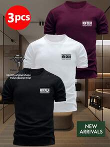 Single Item, Not A 3-Piece Set. Set Of 1 T-Shirt With New Delhi City Print - Casual Short Sleeve Crew Neck T-Shirts With Delhi Landmarks And Lettering, Comfortable Slim Fit Suitable For Daily Wear, Travel Souvenir Gift, Urban Style, Machine Washable - 白色 - 查看 10