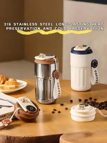 1 cốc giữ nhiệt cà phê bằng thép không gỉ 450ml có quai xách, cốc du lịch hai lớp cách nhiệt chân không, chống rò rỉ, có thể tái sử dụng, giữ nóng/lạnh, chống trượt, thích hợp cho văn phòng, cắm trại và sử dụng hàng ngày. - Nhiều màu - Xem 10