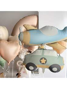 4pcs/Set Matte Teddy Bear, Airplane, Rainbow Foil Balloons Set, Suitable For Birthday Party, Anniversary Celebration, Outdoor Party, Arch Decoration, Background Decor - Matte Bear Airplane - View 5