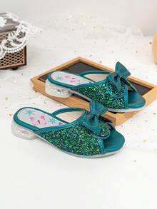 1 đôi dép lê mùa hè cho bé gái, kiểu dáng giản dị, đính nơ, có hạt cườm, hở mũi, đế mềm, kiểu công chúa, gót đế xuồng, hở ngón, quà tặng sinh nhật tuyệt vời cho trẻ em. - màu xanh lá - Xem 8
