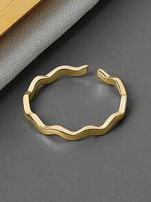 1pc Minimalist Ring, Suitable For Daily Decoration, Party Jewelry Or Birthday Gift For Teenagers - Gold - View 3