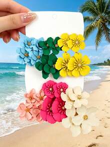 Betykuku 12pcs Bohemian Colorful Flower Metal Pendant Earrings Set, Gift For Women & Girls, Suitable For Daily, Party, Travel - Multicolor - View 15