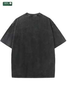 Men's Short-Sleeved T-Shirt, Fashionable 2026, With A Double-Sided, Heavy-Wash Design Inspired By The Christian Faith, Featuring Prints To Promote Communication. This Artwork Is Also A Statement Of Faith. Unisex Cotton T-Shirt With A Relaxed Fit, Short Sleeves, And A Crew Neck In An Urban Vintage Style. - 黑色 - 查看 3