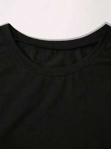 Camiseta holgada  de talla para mujer con diseño gráfico de puño de perro, camiseta estampada, top de verano - Negro - Ver 5