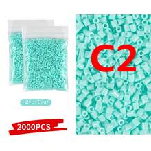 2000颗熔珠套装，蓝色C系列2.6毫米补充装，适用于DIY手工艺品，如吊坠和首饰，适合作为生日、毕业、情人节、万圣节派对礼物，多种2.6毫米熔珠散装补充套装，独立包装 - 2.6mm拼豆豆 - 查看 17