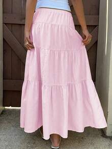Amore 女士长款条纹黄色半身裙，百搭复古学院风，适合复活节派对、夏季休闲度假、海滩、假期、聚会、下午茶、节日等场合。 - 淺粉色 - 查看 9