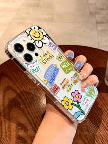 Funda de teléfono transparente con elemento de graffiti pintado a mano y estilo lindo, compatible con iPhone 13/11/17/17pro/16/14/15/15pro/15 Plus/15 Promax/7plus/8plus/X/Xs Max/Xr/11pro/12pro/13pro/14pro/12mini/13mini/11promax/12promax/13promax/14promax/14plus/17pro Max/17Air/6/6s Plus/7/8/16Pro/16plus/16promax/Se2/17promax y Galaxy/A54/A14/A12/A13/A15/A32/A33/A24/A52S/S20/S21/S22/S23/S24/S23Plus/S24ultra/S25/A15/A33/A23, regalo de color suave de primavera - Estilo 3 (1 pieza) - Ver 3