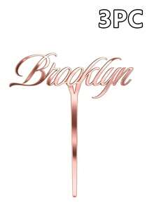 1/3/5pcs Customizable Name Cake Topper, Available In Silver, Gold And Rose Gold. Made Of Mirror Acrylic, Can Customize Text According To Needs, Suitable For Birthday, Wedding, Baby Shower, Graduation, Anniversary And Other Celebration Events. Reusable For Any Occasion. - Multicolor - View 14