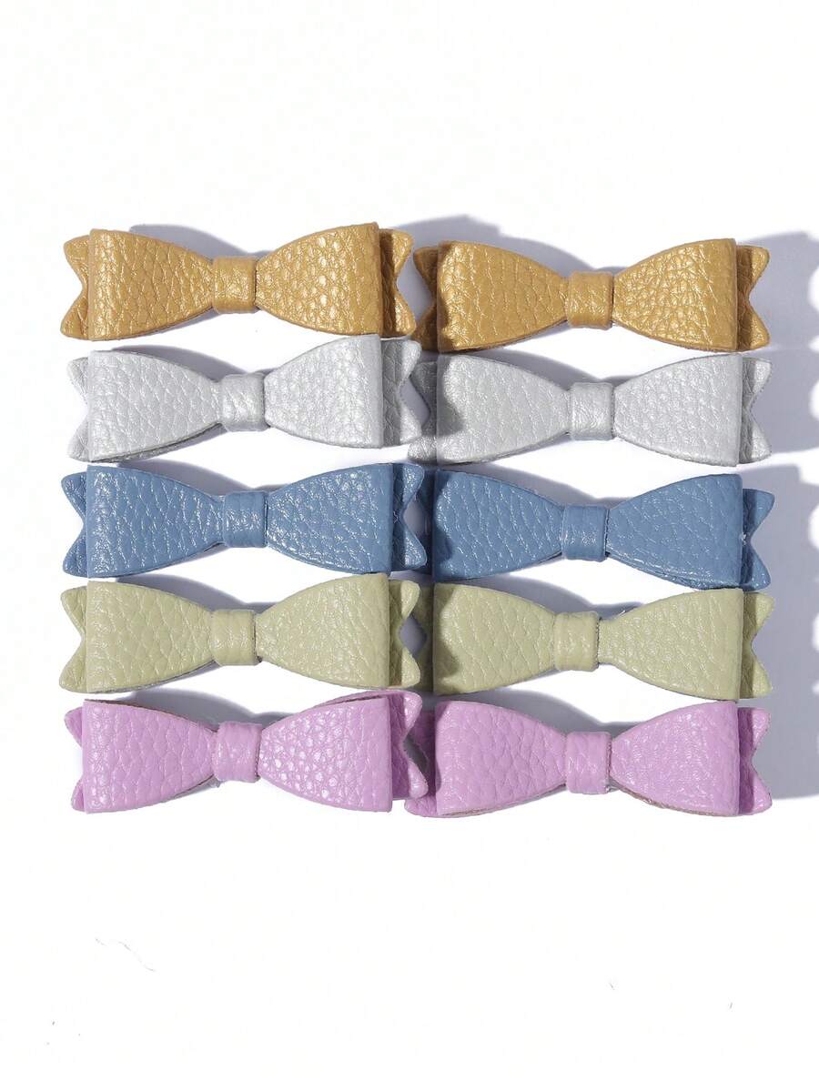 10 piezas de Pinzas para el cabello con moño, estampado floral/brillo en tela, sin daños, para fijar los pelos rebeldes, dulce y lindo, set de pinzas, adecuado para uso diario, escuela y fiestas - Multicolor - Ver 1