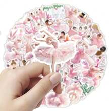 50 adesivos rosa de balé, estilo vintage, fofos e estéticos. Perfeitos para decoração de Natal, malas, garrafas, laptops, skates, bagagens, festas, presentes e scrapbooking. - 1 Set - Ver 3