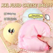 10cm Extra Large Fluid Cheese Ball Stress Relief Bouncy Ball, Large Slow Rebound Squishy Toy, Soft Slime-Like Q-Elastic Daifuku Squeeze Toy, Musical Toy, Travel Toy, Classroom Stress Relief Toy, Mini Bathroom Toy, Christmas Stationery Stress Ball, Birthday Gift, Easter Gift, Valentine's Day Gift, Perfect Gift - Multicolor - View 5