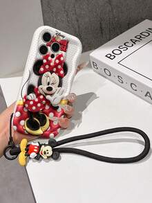 Disney Mickey Mouse Clubhouse Phone Case : 3D Fluffy Pattern Border Protector Phone Soft Phone Case With A Free Cute Mickey Bracelet Chain Lanyard, Mickey, Minnie, Goofy, Donald Duck, Daisy Duck, Pluto, For Apple 17 Promax 17 Pro 16 15 14 13 12 11 Pro Max XS Max X XR Soft Cover Summer Phone Case - 白色 - 查看 6