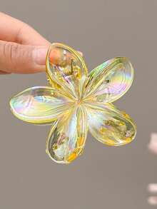 4件/1件 Y2K 花朵造型全息美人魚髮夾，8cm/3.15" 大尺寸，粉色、白色、藍色、黃色，輕量塑料時尚款 - 彩色 - 查看 13
