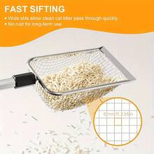 1pc/2pcs Stainless Steel Retractable Long Handle Multipurpose Beach Sifter Shovel, Shark Tooth Design, Suitable For Beach Treasure Hunting, Shell Collection, And Home Litter Box Cleaning, Outdoor Tool, Multifunctional Sifter Shovel - Stainless Steel Beach Sieve - View 2