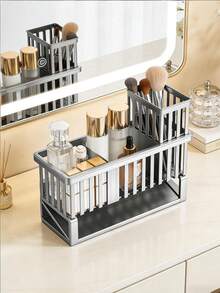 1pc Large Capacity Kitchen Sink Drain Basket - Sink Organizer/Dish Rack, Kitchen Storage Box, Black & Grey, Suitable For Kitchen And Bathroom Organizer Rack - With Automatic Drainage Hole Kitchen Sink, Equipped With Detachable Drain Tray Storage Container; Used For Storing Sponges, Brushes, Dishcloths, Soap, Utensils, Toiletries And Other Kitchen & Bathroom Accessories, Ideal For Kitchen Sink And Bathroom Countertop - Multicolor - View 6