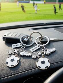 1pc Personalized Soccer Keychain,Custom Text,Keyring Football Keyring Keychains Sports Accessory With Key Ring Lucky Charm Gift Idea For Men And Women Football Fans,Custom Soccer Jewelry, Gift For Soccer Player - Multicolor - View 2