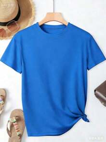Camiseta de algodón suave para mujer, diseño divertido de 'Esa Tía', la mejor camiseta de tía, estilo clásico de verano, cuello redondo, cómoda, holgada y con un diseño agradable. - Azul - Ver 2