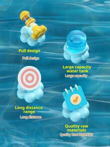 Set de 4 pistolas de agua de ABS para verano, diseño desmontable, gran capacidad de agua, adecuado para piscina, playa, césped y parque acuático - Multicolor - Ver 10
