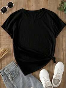 Camiseta Cuello Redondo Manga Corta Estampado 23  Mujer - Negro - Ver 2