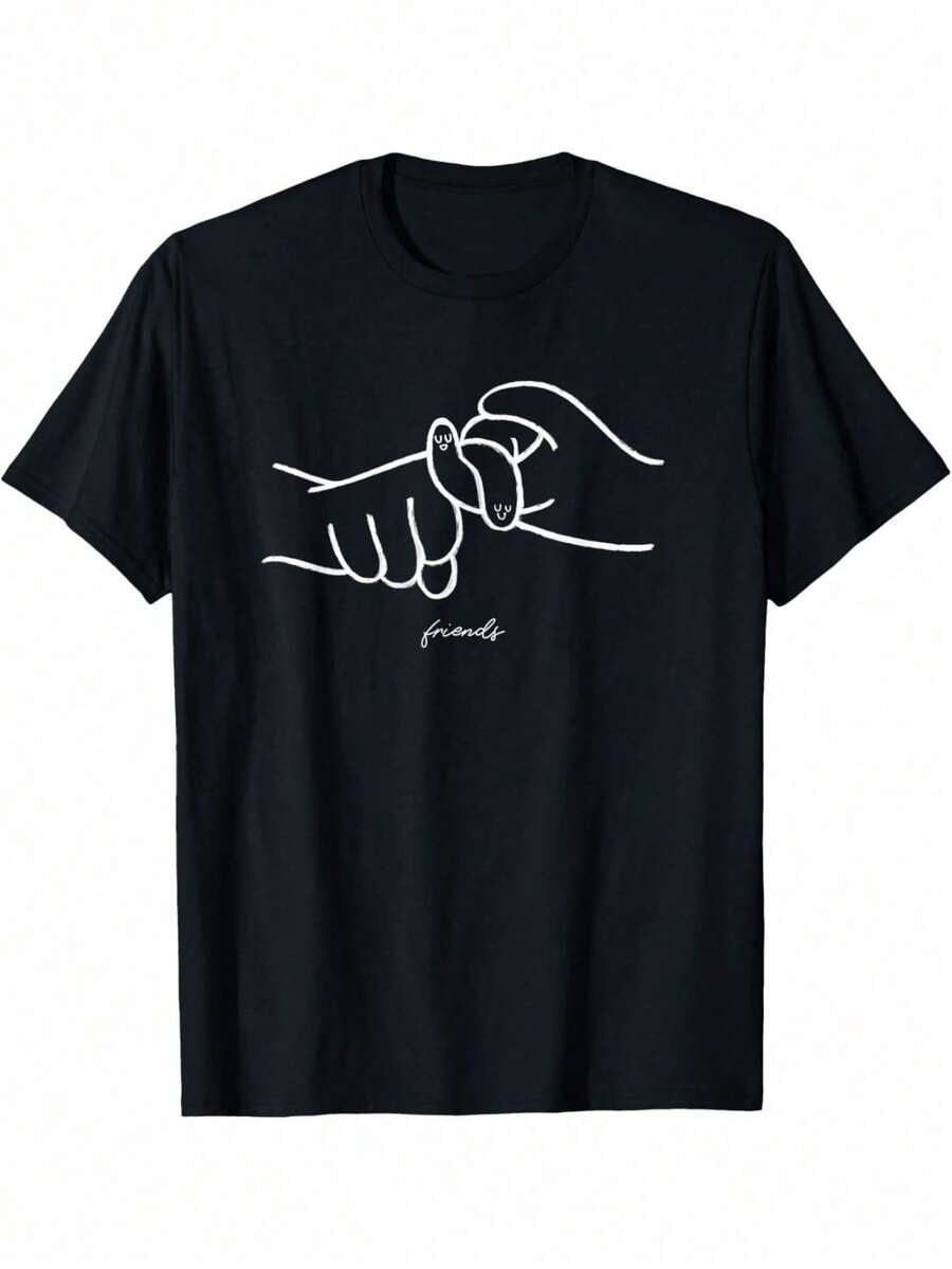 CAMISETA DE LENGUA DE SEÑAS AMERICANA AMIGOS ASL - Negro - Ver 1