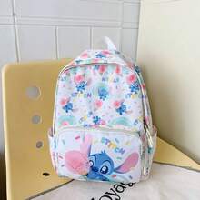 1 chiếc ba lô nhẹ, có thể điều chỉnh kích thước, dung tích lớn, in hình hoạt hình Stitch dễ thương, được cấp phép chính thức bởi Disney. - Màu be - Xem 12