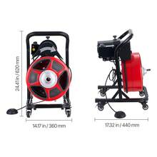 Drain Cleaner Machine 50 FT X 1/2 Inch, Manual Feed Sewer Snake Auger On Wheels - With 4 Cutters & Air-Activated Foot Switch For 2" To 6" Pipes - 查看 10