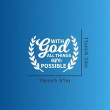 1pc Car Personalized Stickers, With God All Things Are Possible, Rear Windshield Decoration Stickers, Personalized Graffiti Stickers, Warm And Inspirational Stickers, - A - View 11
