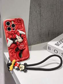 Funda de teléfono de Disney Mickey Mouse Clubhouse: Funda de teléfono suave con borde protector de patrón esponjoso 3D y un llavero de pulsera de Mickey gratis, Mickey, Minnie, Goofy, Donald Duck, Daisy Duck, Pluto, para Apple 17 Promax 17 Pro 16 15 14 13 12 11 Pro Max XS Max X XR Funda de verano - Blanco - Ver 5