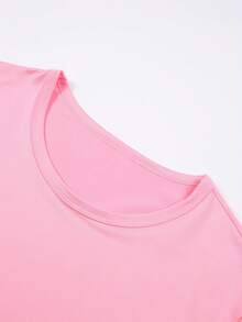 Disney Women's Mickey Mouse T-Shirt-Front/Back Printed With Mickey Mouse Ears And Pink Heart Pattern, Soft And Breathable Short-Sleeved Round Neck Shirt, Suitable For Casual Wear And Theme Parties In Spring And Summer, Machine Washable Adult-Sized Couple Shirts, Unisex, Holiday Gifts. - Pink - View 2