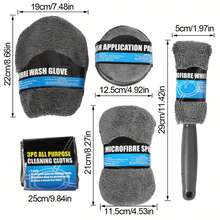 11pcs Car Cleaning Kit, Includes Tire Brush, Microfiber Cleaning Gloves, Scraper Pad And Detail Sponges For Interior & Exterior Care, An Excellent Choice For Car Cleaning - A - View 7