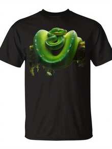 Really Like Pythons T-Shirt - Men's T-Shirt With Back Print - 100% Cotton - Crew Neck - Comfortable And Breathable Fabric - Short Sleeve T-Shirt - Men's T-Shirt With Back Print - 100% Cotton - Crew Neck - Comfortable And Breathable Fabric - Loose And Comfortable T-Shirt For Summer. - Black - View 6