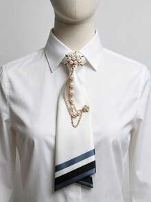 1 Piece Of Unsewn Beaded Floral Tie, Double-Layer Tie, Suitable For Casual Street Wear, Parties And Daily Clothing Accessories. Women's Tie, Suitable For Back-To-School Season, Mother's Day, Birthday, Valentine's Day As A Gift For Women, As A Gift For Mom, Birthday Gift, As A Gift For Friends, Holiday Gift, Event Souvenir, Party Gift. - Multicolor - View 6