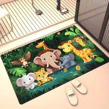 1pc Jungle Animal Park Decorative Floor Mat, Bedroom Decor, Floor Rug, Carpet, Home Decor, Living Room Rug, Small Living Room Rug, Bedroom Rug, Living Room Home Decor, Outdoor Rug, Washable Rug - Multicolor - View 3