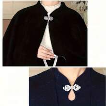 1Pc/2Pcs Elegant Button, Fur Coat Decorative Button, Rhinestone Decor, Suitable For Cape, Jacket, Coat, Trench Coat And Shawl, Invisible Sewing Hole Design, Traditional Cheongsam Button, Hand-Sewn Style - Multicolor - View 6