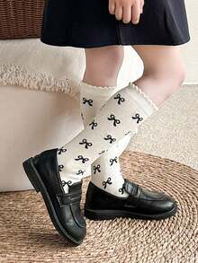 1 Pair Children's Solid Color Soft Comfortable Knee-High Socks, Suitable For All Seasons - Multicolor - View 3