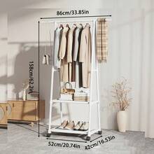 Perchero de ropa triangular con ruedas, sencillo, de pie, vertical, para secar ropa, estante de almacenamiento de ropa para el dormitorio - Multicolor - Ver 6