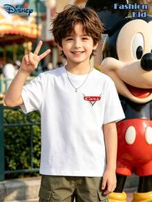 Tween Boy Clothes Disney Authorized Lightning McQueen Cartoon T-Shirt, Lightning McQueen Shirt, Graphic Tees Boys,  Cars Shirts,Boys Clothes, Suitable For Street Retro And Outdoor Sports And Leisure, Cool, Disneyland Family Vacation Shirts,Disney Kids T-Shirt - 白色 - 查看 2