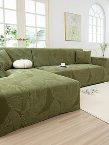 1 pieza Funda de sofá de felpa suave y elástica, resistente al deslizamiento y apta para mascotas, lavable a máquina y no desteñible, agrega ambiente a la decoración navideña y protege el sofá, se ajusta a sofás de 1/2/3/4 plazas, incluye tiras antideslizantes - Verde - Ver 5