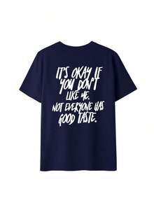 Women's Graphic Tee "I Don't Care If You Don't Like Me", Regular Fit Tee With Funny Phrase, Comfortable Sarcastic Crew Neck T-Shirt "Not Everyone Has Good Taste" Summer Tee In Black - 海軍 - 查看 3