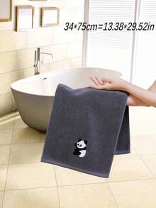 QIBHI 1/2/3pcs Optional, Pure Cotton Yarn-Dyed Embroidered Cartoon Cat Face Towel Or Bath Towel, Absorbent And Soft, Holiday Decoration, Suitable For Bathroom, Hotel, Gym, Travel, Gift, Salon, Sports, Outdoor, Beach, School, Back To School, Travel Accessories, Home Essentials, Towel, Skin Care - Grey - View 7